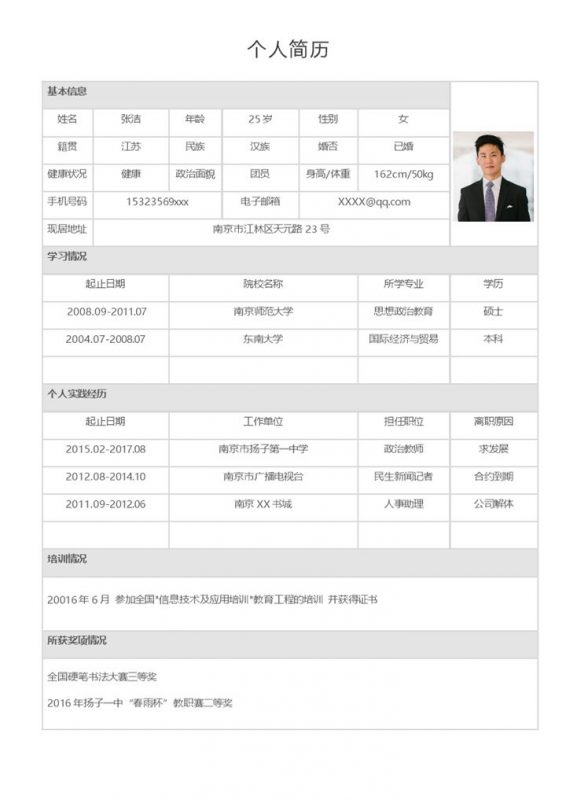 白色简约风格国际经济与贸易专业个人简历Word模板-办公资源网