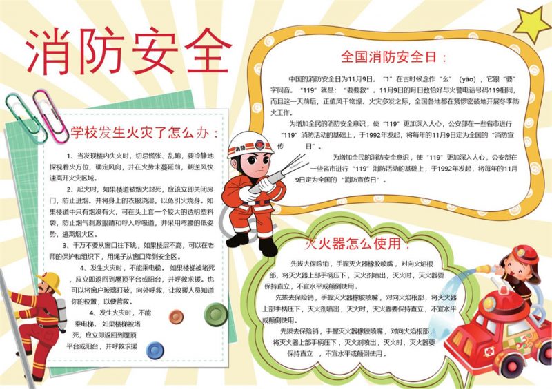 消防安全知识宣传手抄报Word模板-办公资源网