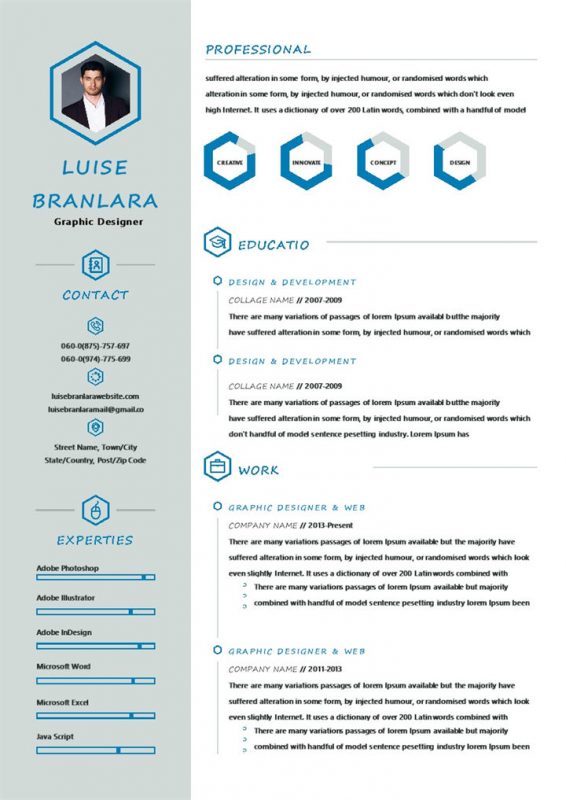 平面设计师通用求职简历个人简历自荐信套装Word模板-办公资源网