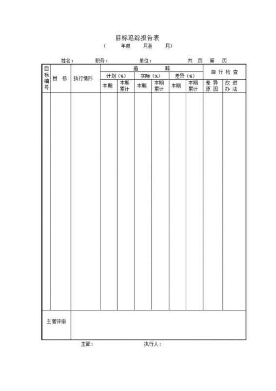 目标追踪报告表word模板v-办公资源网