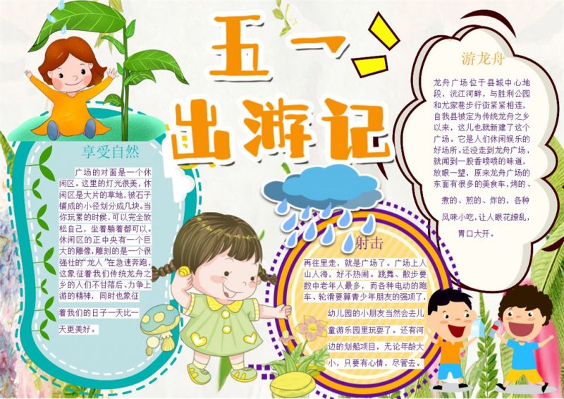 五一劳动出游记手抄报Word模板-办公资源网