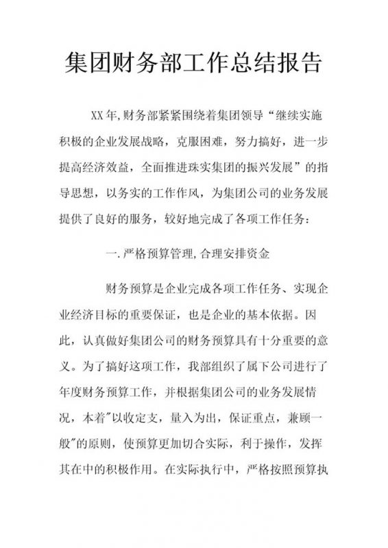 集团财务部工作总结述职报告word范文模板-办公资源网